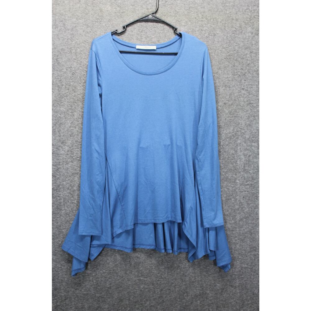 Peruvian Connection Medium Blue Asymmetrical Tunic Lagenlook Minimalist